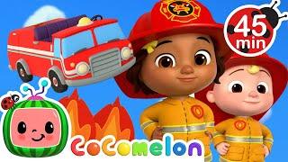 Nina and JJs Wheels On The Firetruck + More Ninas Familia  CoComelon Nursery Rhymes & Songs