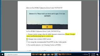 Fix PUBG Unknown Error Code 556793879