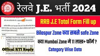 RRB JE Total Form Fill Up 2024  Mumbai Zone & Bilaspur Zone RTI Reply  rrb je safe zone ️