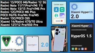 HyperOS 1.5 IndiaHyperOS 2.0 FeaturesRedmi Note 11 Pro121310SNote 14Android 152.0 Launcher