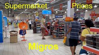 Current prices in Turkish supermarkets 5M Migros tour in Alanya Oba Turkey July 2023