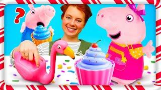 Spielzeug Video für Kinder mit Irene  Plüpa Plüsch Paradies. Peppa Wutz baut Süßigkeiten an.