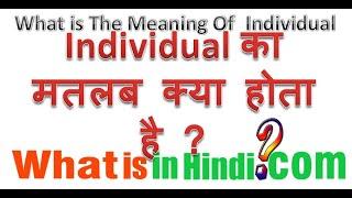 What is the meaning of Individual in Hindi  Individual का मतलब क्या होता है