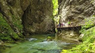 drone video of vintgar gorge in slovenia - UHD 4K