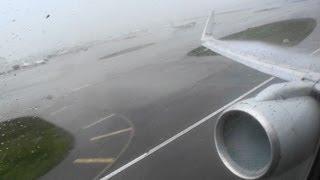 Full Throttle HD 757 Takeoff Through an Intense Miami Rainstorm