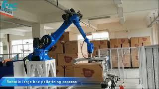 Robotic large box palletizing process
