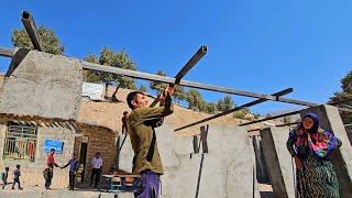 Building the roof of the stable and accompanying Babak with the children to go to school