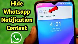 How to Hide Whatsapp Message Content in Notification Bar Android 2022