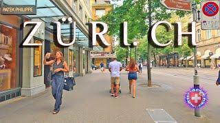 ZURICH SWITZERLAND  Stroll around BAHNHOFSTRASSE & Münsterbrücke  City Center evening walk 4K