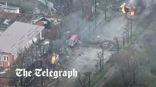 Ukraine war Aerial footage released by Azov Regiment appears to show street battle in Mariupol