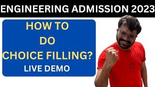 ENGINEERING ADMISSION 2023 - HOW TO DO CHOICE FILLING - LIVE DEMO - MOCK ROUND