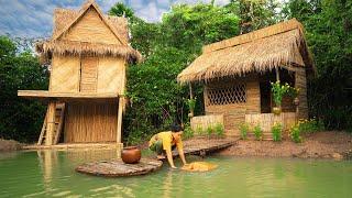 Survival Girl Live Alone Off Grid I Built Luxury Billionaire House Kitchen on River in the Woods