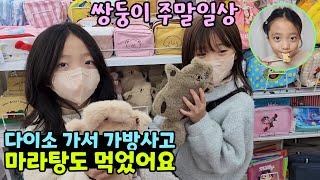 쌍둥이 주말일상 다이소가서 사고싶은것 다 사고 마라탕도 먹었어요 가족일상 브이로그  뚜아뚜지TV