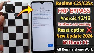 Realme C25sC25 Frp Bypass Android 13  No Talkback  Realme All Phone Frp Bypass Without PC