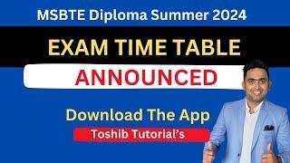 MSBTE Exam Time Table Summer 2024 Announced  Msbte New Update  Toshib Tutorials