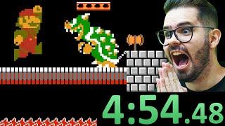 ZERANDO SUPER MARIO BROS. EM 4 MINUTOS RECORDE MUNDIAL REACT - feat. @ChequerChequerTV