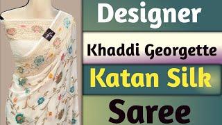 Designer And Partywear Khaddi Georgette Katan Silk Saree  Banarasi Saree Sanjana Creation#saree