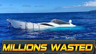 RICH IDIOT SINKS HIS 1.45 MILLION YACHT  HAULOVER INLET BOATS  BOAT ZONE