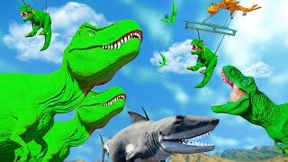 King Shark vs. Carnotasaurus vs. Green Tyrannosaurus Rex Clash of the Titans