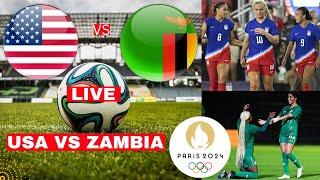 USA vs Zambia Women 3-0 Live Olympics Games 2024 Football Match Score Commentary Highlights USWNT