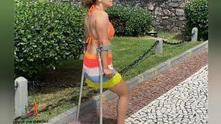 An amputee walking with crutches talking about the beauty of women #amputee