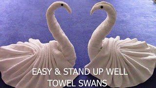 HOW TO MAKE A TOWEL SWAN THAT STANDS UP WELL TOWEL ART TOWEL ORIGAMI TOWEL ANIMAL SWAN FOLDING