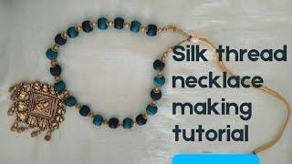 Silk thread necklace making tutorial  Basic beginners friendly silk thread necklace making video