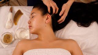 So relaxing ASMR Scalp Treatment to Fall Asleep to Head massage with  Brushing Oil Scrub Cleansing