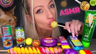 ASMR LOLLIPOP EATING. MIX CANDY CHUPA CHUPS RAINBOW SPRAY SOUR CHEWING GUM SWEETS MUKBANG 먹방