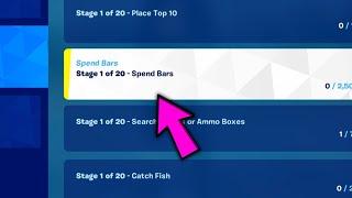 Stage 1 of 20 - Spend Bars  Fortnite milestone Quests