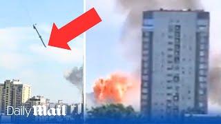 Kyiv childrens hospital Moment Russian Kh-101 missile strikes