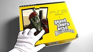 PS2 GTA San Andreas Console Unboxing + Definitive Edition Gameplay