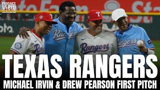 Michael Irvin & Drew Pearson Throw Out First Pitches at Texas Rangers Game  Dallas Cowboys x Texas