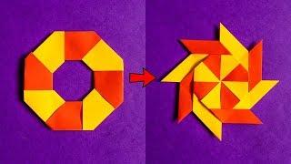 HOW TO MAKE A NINJA STAR 8 SIDES - HOW TO MAKE A TRANSFORMING NINJA STAR USING PAPER Very Easy