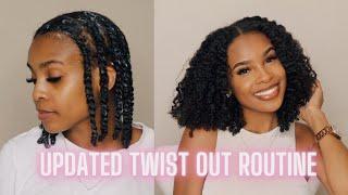 MY UPDATED TWIST OUT ROUTINE  STRETCHED TWISTS WITHOUT HEAT  LENGTH AND VOLUME