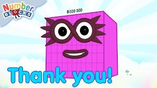 8 Million Subscribers  Thank you Number Fans  Learn to count to 1000000  @Numberblocks