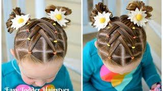 Cascading Weaved Elastics Little Girl Hairstyle