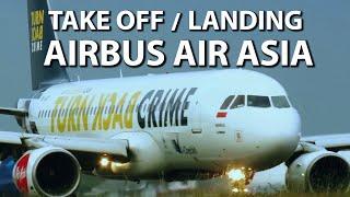 Pesawat Terbang Airbus Air Asia Take Off dan Landing