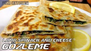 LAMB-SPINACH AND CHEESE GOZLEME - فطائر اللحم مع السبانخ و الجبن