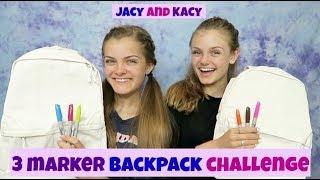 3 Marker Backpack Challenge  Fun Back to School DIY  Jacy and Kacy