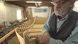 Building the V-Bottom Skiff - Episode 25 Shaping the stemhead with a chainsaw