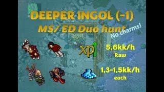 Tibia - Deeper Ingol -1 MSED duo hunt - 56kk RAW XP + 15KKeach PROFIT - Cradle of Monsters