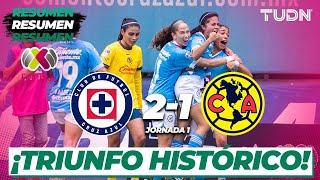 Resumen y goles  Cruz Azul 2-1 América  Liga Mx Femenil AP2024-J1  TUDN