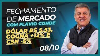 0810 Dólar R$ 553 COGNA +12% e CSN -5%