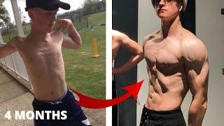 MY NATURAL 4 MONTHS BODY #TRANSFORMATION - Skinny to Muscle - #MOTIVATION 16 YEARS OLD