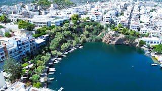 Agios Nikolaos the star gem of Crete Greece 4K Drone Footage