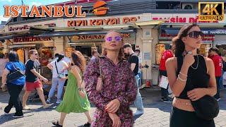 Istanbul Turkey 2024 City Center 4k Walking Tour Istiklal Street Taksim Square