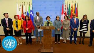 Joint Pledges on Climate Peace and Security - Media Stakeout  United Nations