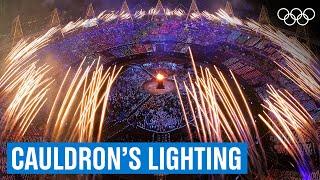 Lighting the cauldron at the London 2012 Opening Ceremony