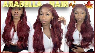 PERFECT FALL WIG 99JBURGUNDY UNIT  EASY GLUE LESS INSTALL ARABELLA HAIR